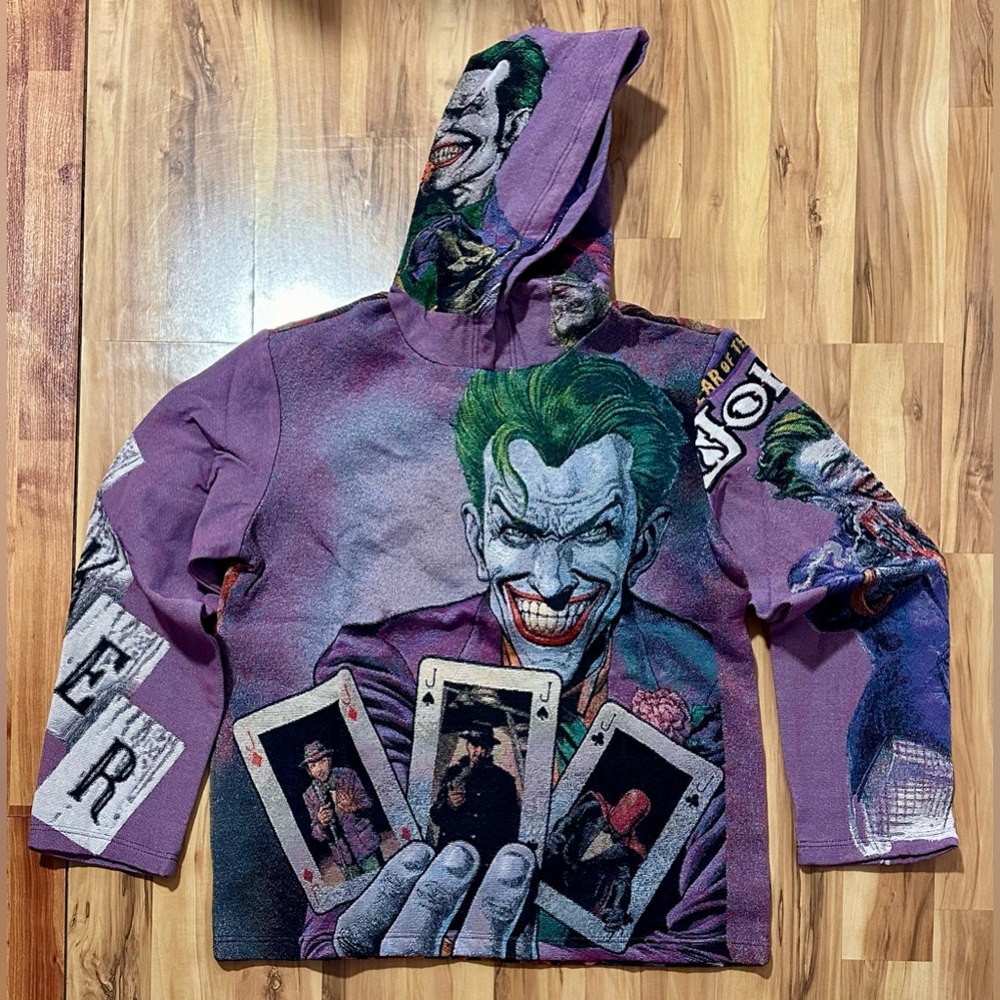 Gallery Threads Joker Graphic Hoodie Purple DC Comics Villain Sweatshirt  M New